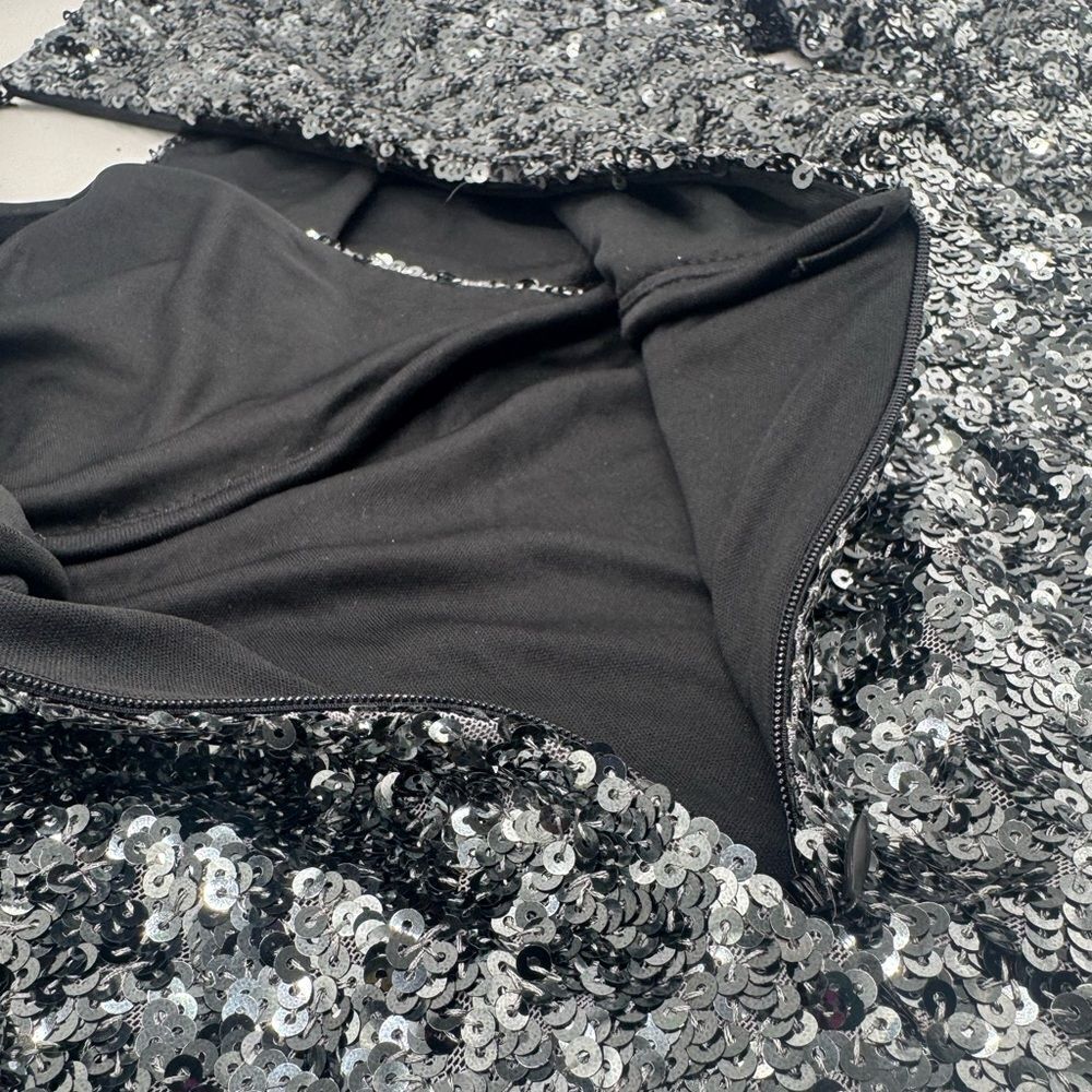 NWT O.P.T. Silver Gunmetal Sequins Bodycon Rumi Mini Dress Size US Smalll - Picture 13 of 16